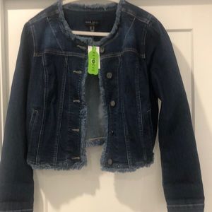 Stretch Denim Frayed Jean Jacket